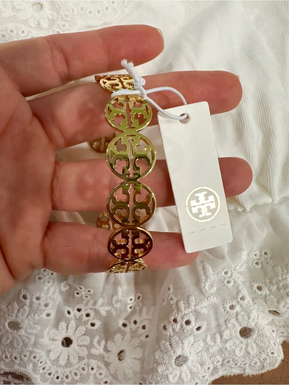 Tory Burch Gold Logo Adjustable Bangle